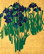 “Irises Screen” (detail) by Ogata Korin
